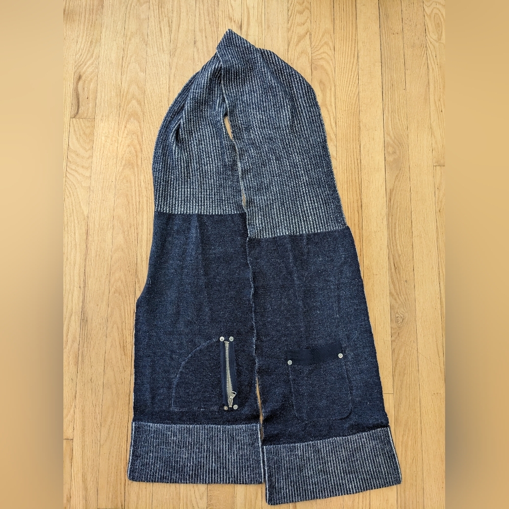 Marc By Marc Jacobs Navy and Cream Striped Knit Scarf